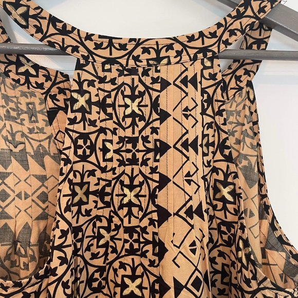 Anthropologie Plenty by Tracy Reese tank blouse beige black pattern small  EUC - Picture 6 of 8
